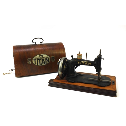 626 - Winselmann Titan cast iron sewing machine, number 978046