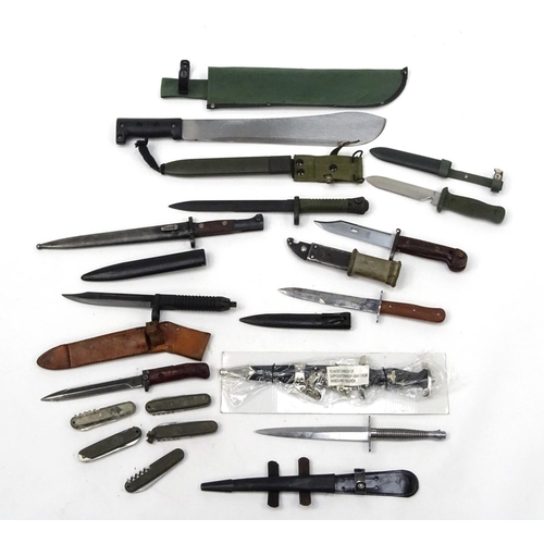 796 - Fifteen mixed knives and bayonets including fighting, German style and Military examples