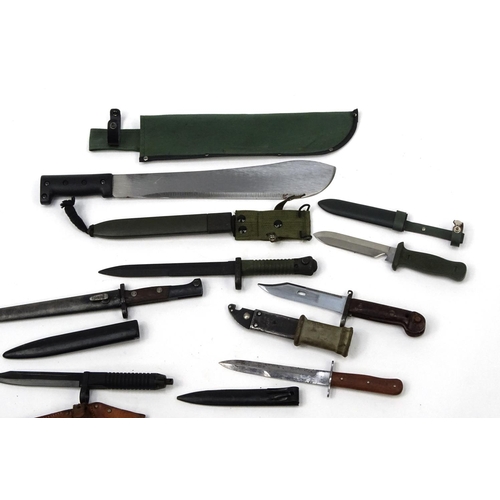 796 - Fifteen mixed knives and bayonets including fighting, German style and Military examples