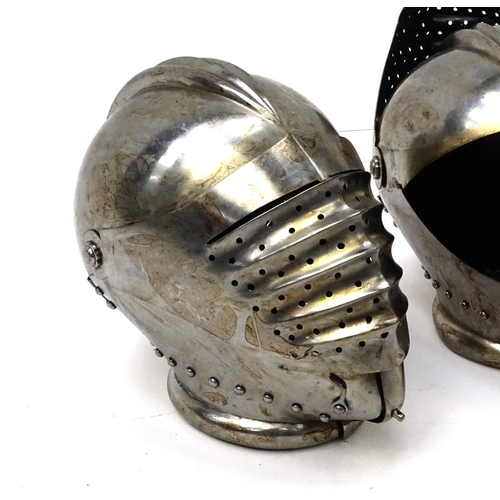 820 - Pair of reproduction Medieval style knights helmets