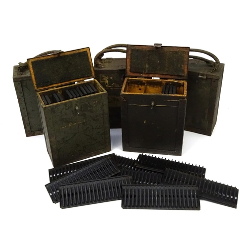 811 - Five Italian Breda machine gun magazine boxes with clips