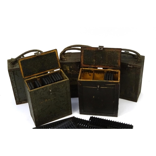 811 - Five Italian Breda machine gun magazine boxes with clips