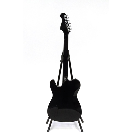 2167 - Wesley blue and black electric guitar with six strings, 100cm in length