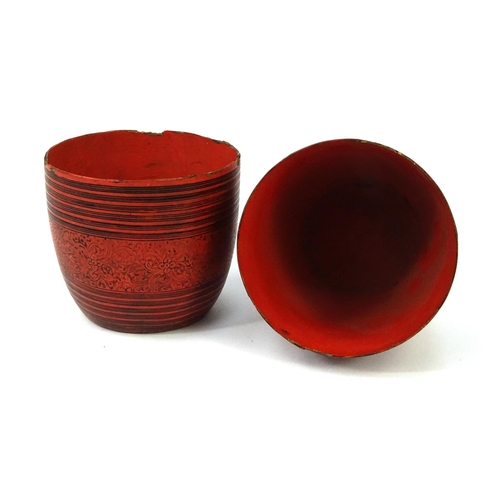 547 - Pair of Middle Eastern lacquered cups, 10cm high