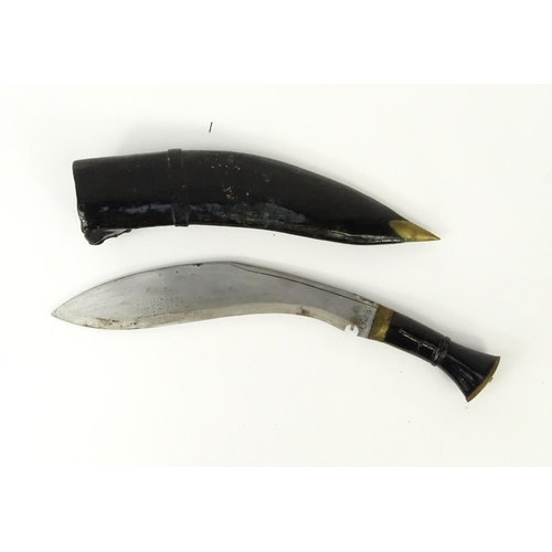 787 - Kukri knife with leather sheath, 40cm long