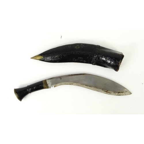 787 - Kukri knife with leather sheath, 40cm long