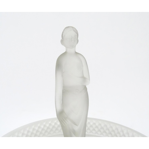 668 - Art Deco frosted glass figurine centre piece, 26cm in diameter