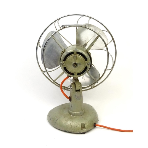 217 - Industrial style Frost table fan, 35cm high