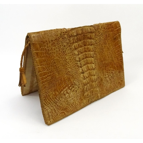 737 - Crocodile skin document case, 39cm long