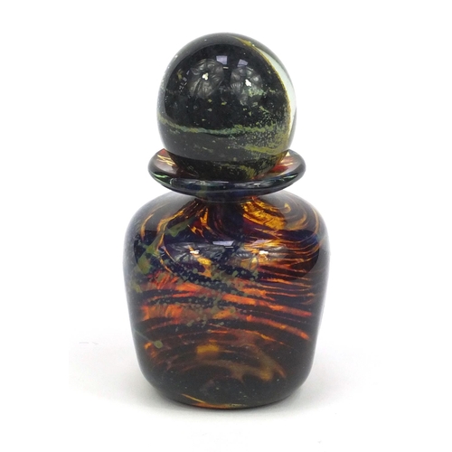 524 - Unsigned Mdina glass bottle and stopper, 15cm high