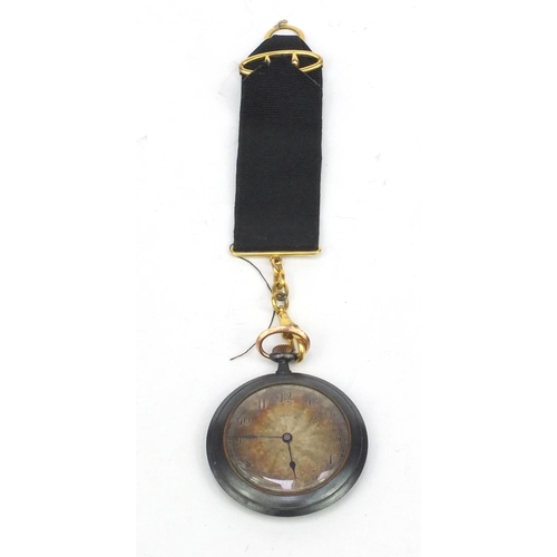 356 - Gentleman's open face gun metal pocket watch with silvered dial, marked ERA, 5cm in diameter