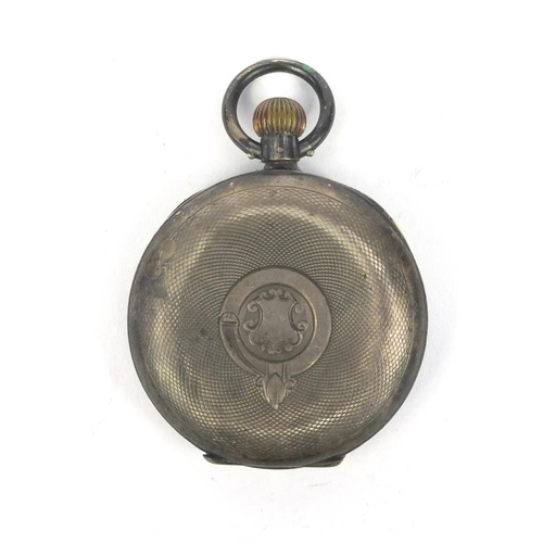 347 - Gentleman's silver open face pocket watch, the case stamped Omega 935, 5cm in diameter