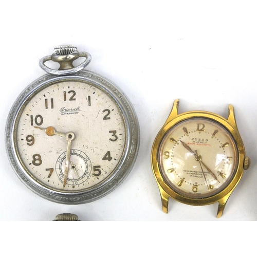 362 - Five vintage wristwatches and pocket watches including automatic Pesag and Nelson examples