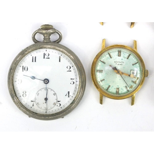 362 - Five vintage wristwatches and pocket watches including automatic Pesag and Nelson examples