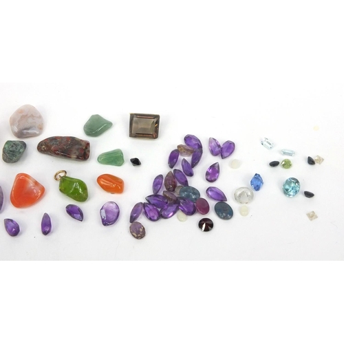 371 - Collection of semi precious stones including amethyst and citrine