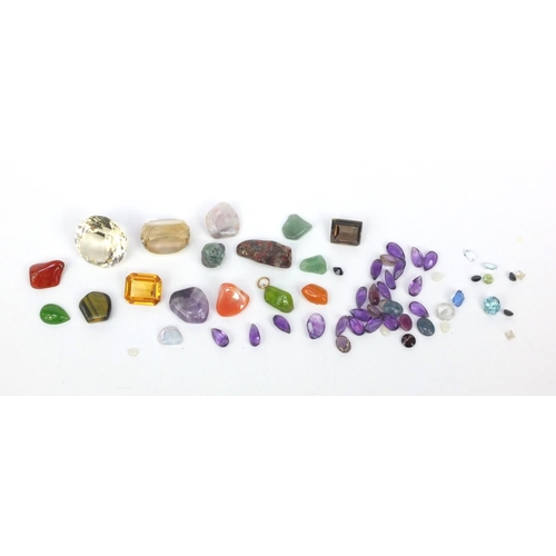 371 - Collection of semi precious stones including amethyst and citrine