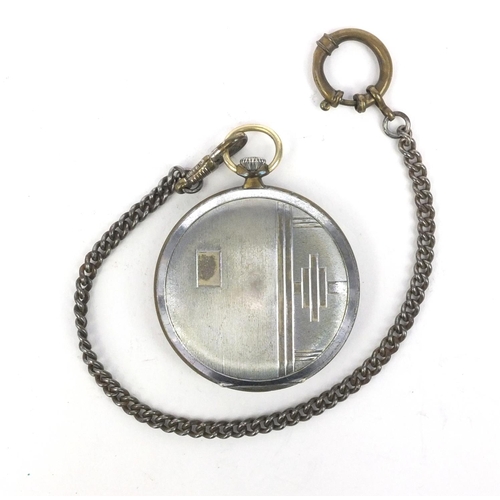 364 - Gentleman's Enicar open face pocket watch on chain, 5cm in diameter