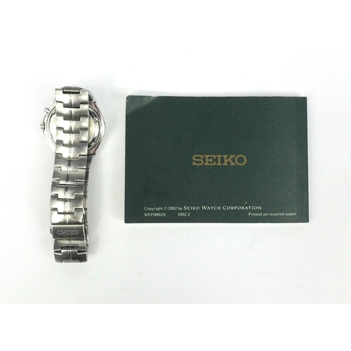 355 - Seiko Gentleman's stainless steel  kinetic wristwatch