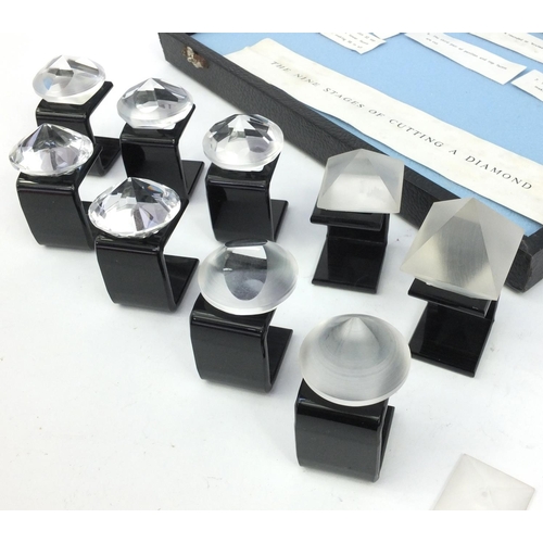 549 - Case display the nine stages of cutting a diamond