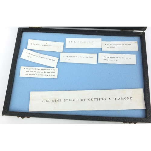 549 - Case display the nine stages of cutting a diamond