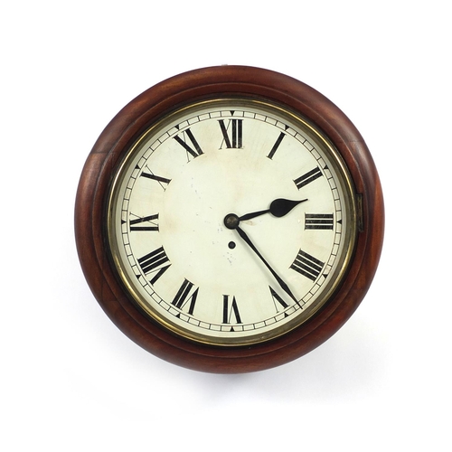 2055 - Victorian mahogany dial wall clock with single fusee movement and Roman numerals, numbered 4378 to t... 
