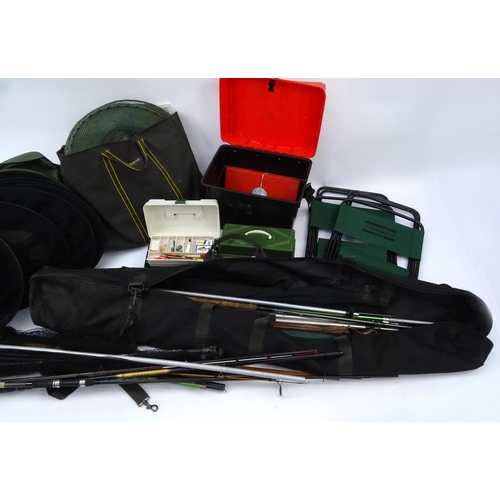 559 - Large selection of fresh water fishing tackle including a holdall full of rods, reels, tackle, nets,... 