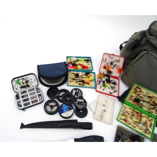 636 - Large selection of fly fishing tackle including flies, spools etc