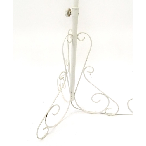 151 - White painted wrought iron lantern design standard lamp, 169cm high