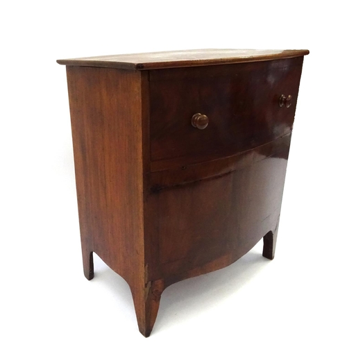 118 - Georgian mahogany bow front commode chest, 69cm high