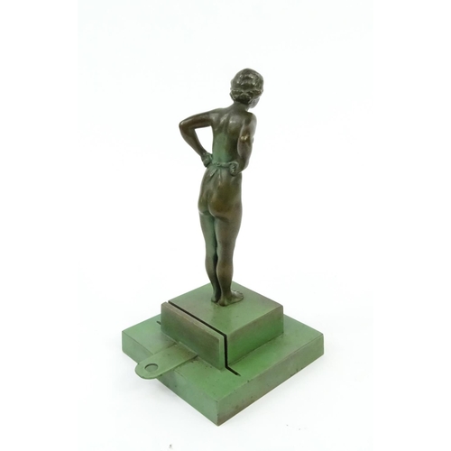 667 - Patinated bronze model of a nude Art Deco lady