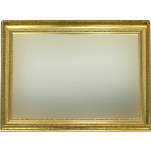 166 - Rectangular gilt framed bevelled edge mirror