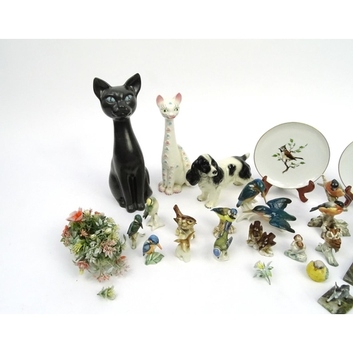 623 - Collection of china animals including Karl Nes and Goebal examples and a pair of Rosenthal plates