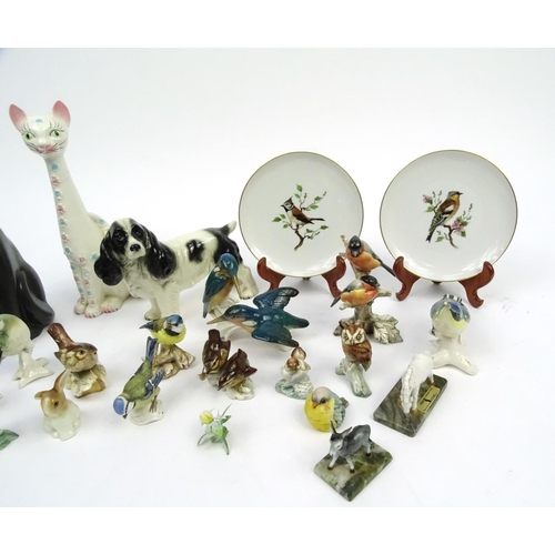 623 - Collection of china animals including Karl Nes and Goebal examples and a pair of Rosenthal plates