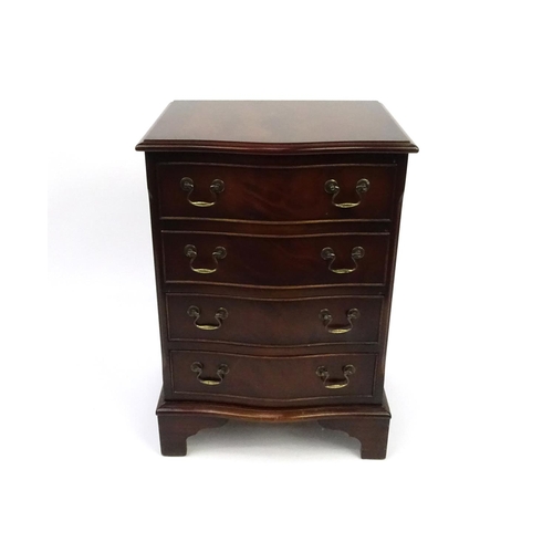 17 - Mahogany serpentine front four drawer chest, 72cm high x 50cm wide x 39cm deep