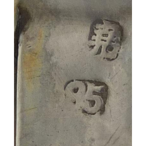 2293 - Two Chinese silver rickshaw one with impressed marks to the reverse, each 8cm in length, approximate... 