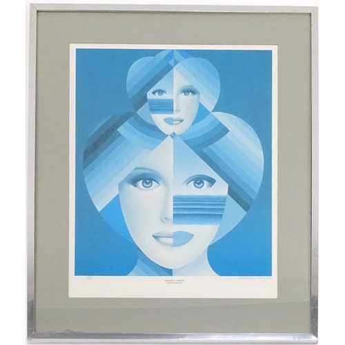 602 - Anthony John Grey pencil signed limited edition abstract portrait print, liberated desires, 14/250, ... 