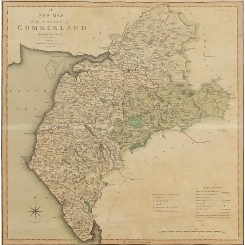 312 - Two framed C. Smith 1804 maps of Cumberland and Wales, both mounted and framed, each 46cm x 50cm