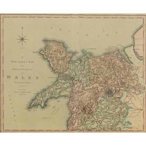 312 - Two framed C. Smith 1804 maps of Cumberland and Wales, both mounted and framed, each 46cm x 50cm