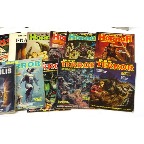 679 - Seven fantasy and art books including Starfleet manual and eight horror and terror magazines