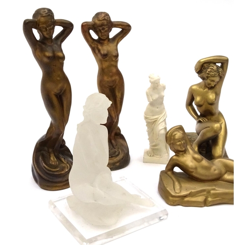 689 - Six decorative nude female figurines, the largest 28cm high