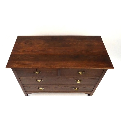 122 - Oak four drawer chest fitted with two short above three long drawers, 82cm high x 106cm wide x 49cm ... 