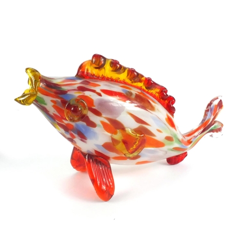 2096 - Three Murano colourful glass fish, the largest 49cm in length