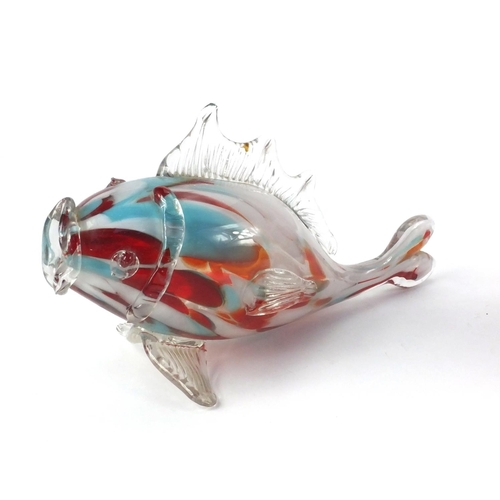 2096 - Three Murano colourful glass fish, the largest 49cm in length