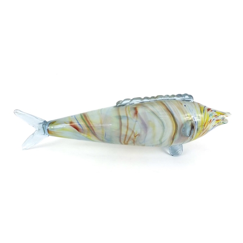 2096 - Three Murano colourful glass fish, the largest 49cm in length