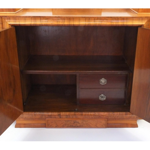 2004 - Art Deco walnut sideboard fitted with a pair of doors and end cupboards, 98cm high, 137cm wide x 49c... 