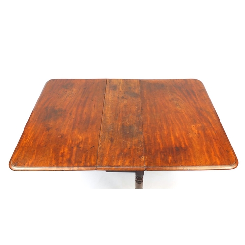 19 - Victorian mahogany Pembroke table raised on turned legs, 72cm high x 162cm wide(open) x 107cm deep
