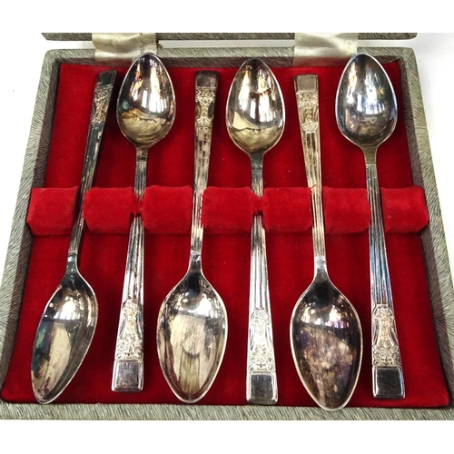 395 - Small selection of silver plated items and a Georgian silver spoon