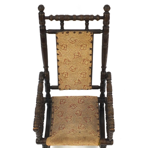 36 - Victorian child's bobbin turned rocking chair, 75cm high