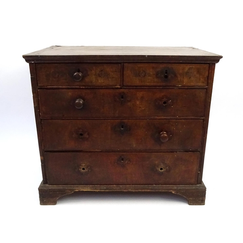 17 - Antique feather banded chest fitted with two short above three long graduated drawers, 86cm high x 9... 