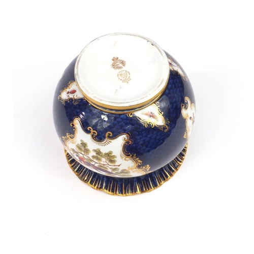 683 - Worcester Royal china works miniature jardinière, hand painted with panels of birds and insects, wit... 